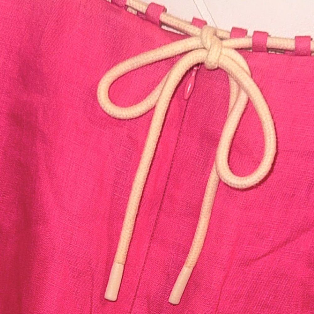 STAUD Linen Arianna Skirt 2 Livia Top XS Set pink white scalloped - Picture 15 of 16